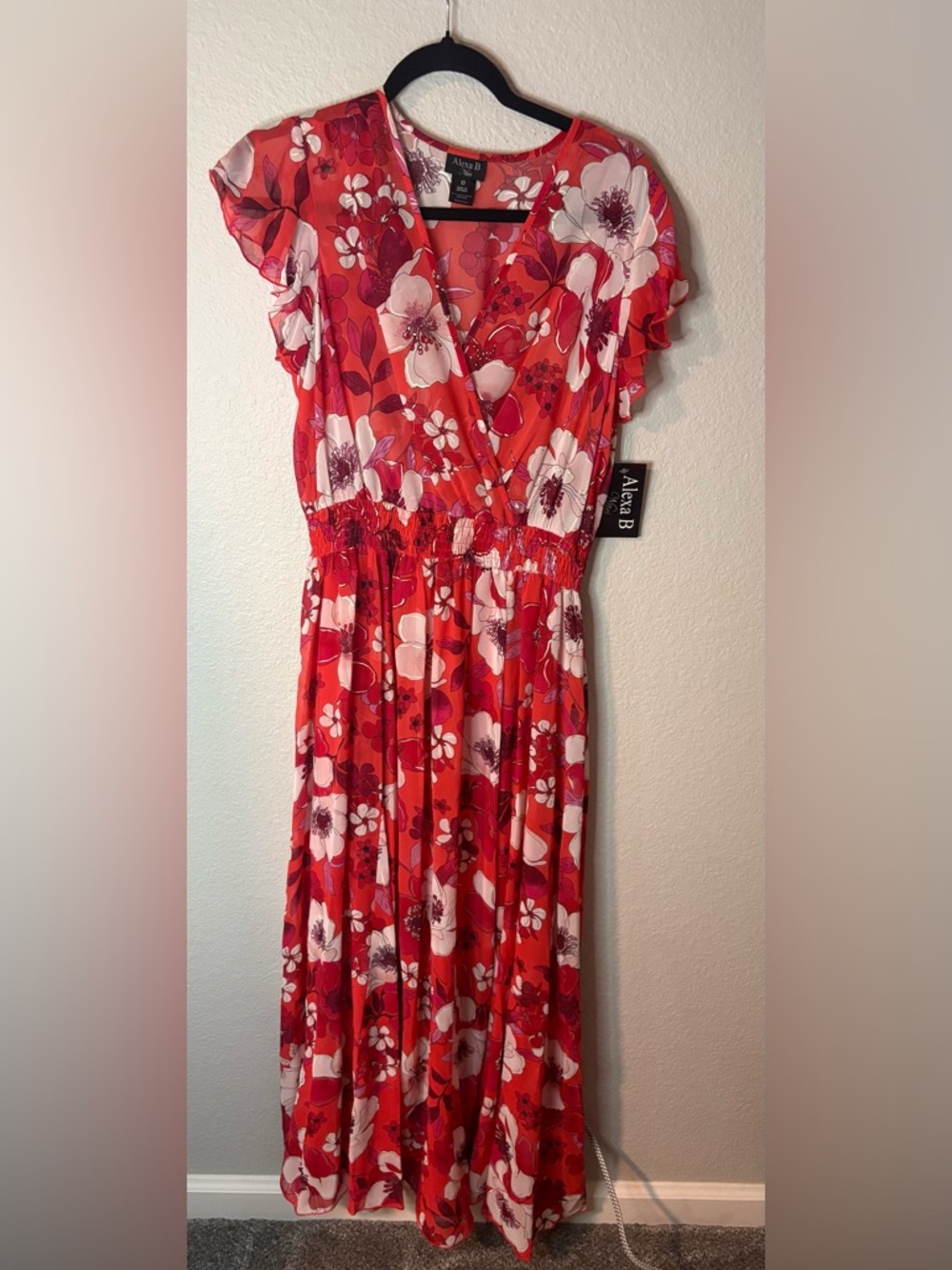 Alexa B Red Floral Maxi Dress
